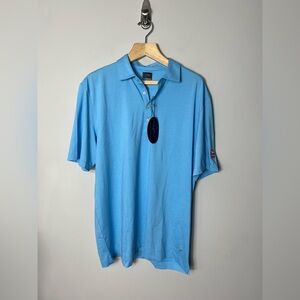 NEW Greg Norman Short Sleeve Polo Shirt Blue Performance SIZE XL 146